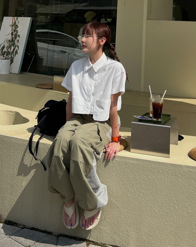모나코 포켓 크롭 셔츠 3color